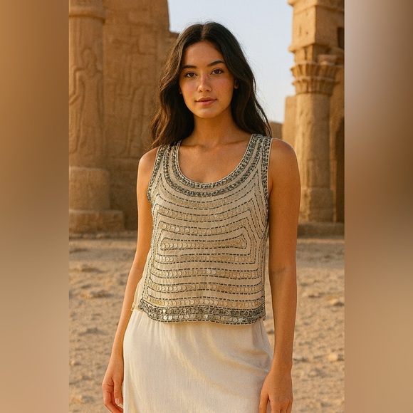 Francesca’s Quinn beaded crop top cami - Picture 1 of 8